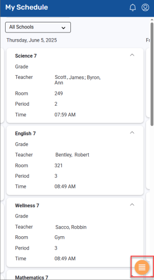 My Schedule screen