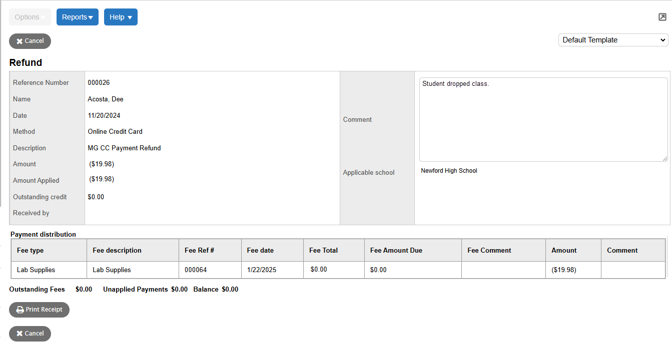 Refund page